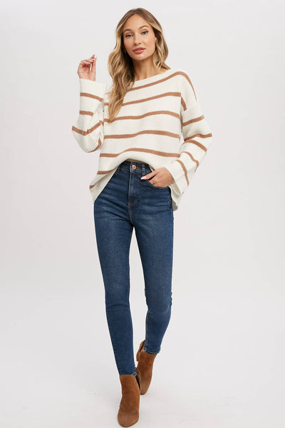 STRIPE RIBBED PULLOVER