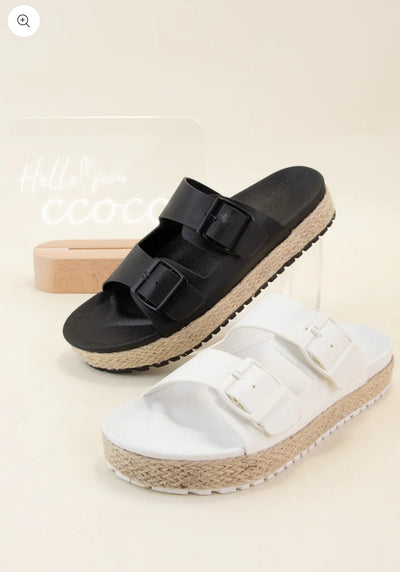 SEMI PLATFORM DOUBLE BUCKLE STRAP SANDAL