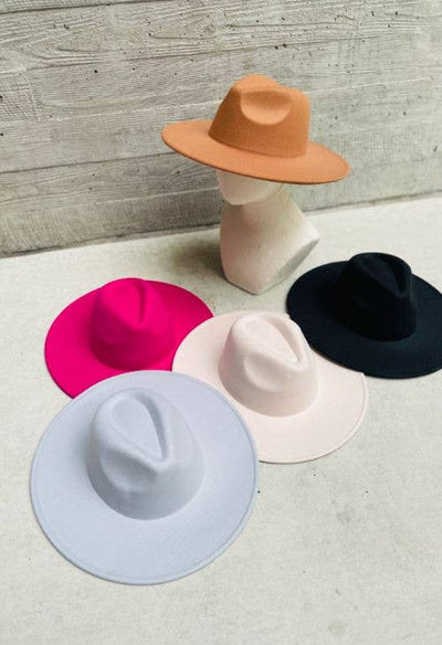 Vegan Felt wide Brim Panama hat in faux felt: Pumkin