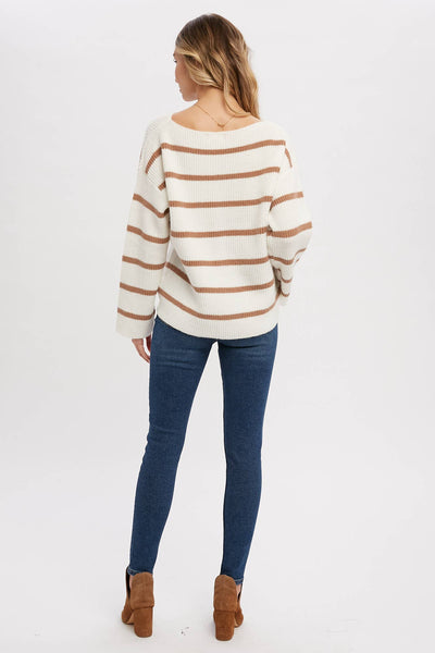 STRIPE RIBBED PULLOVER