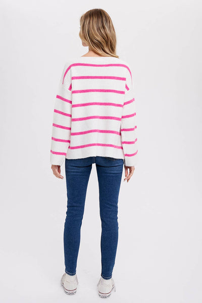 STRIPE RIBBED PULLOVER