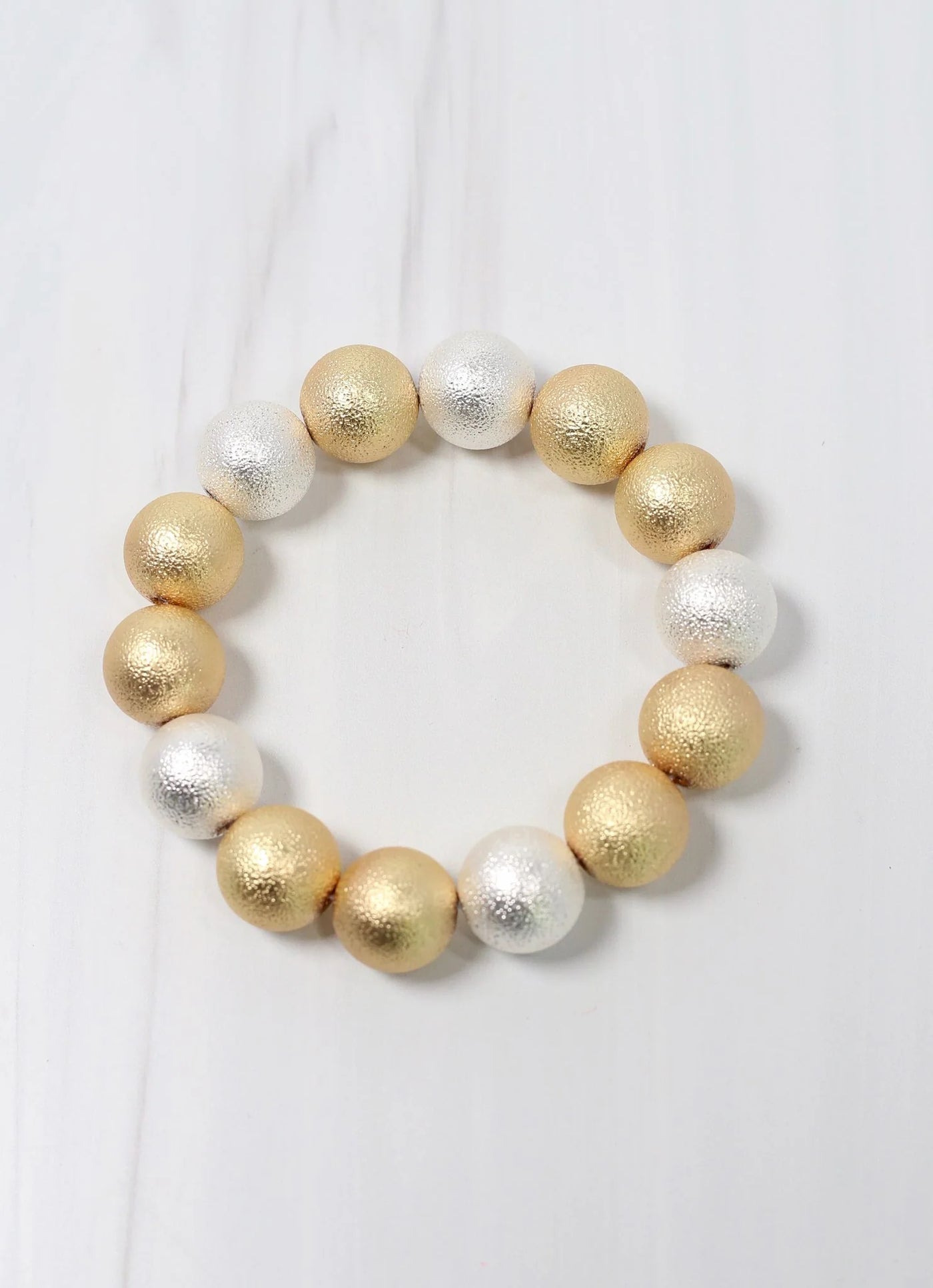 Hollywood Textured Ball Bracelet MATTE TWO TONE