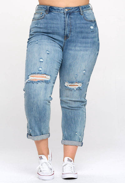 Medium Plus Size High Rise Boyfriend Jeans