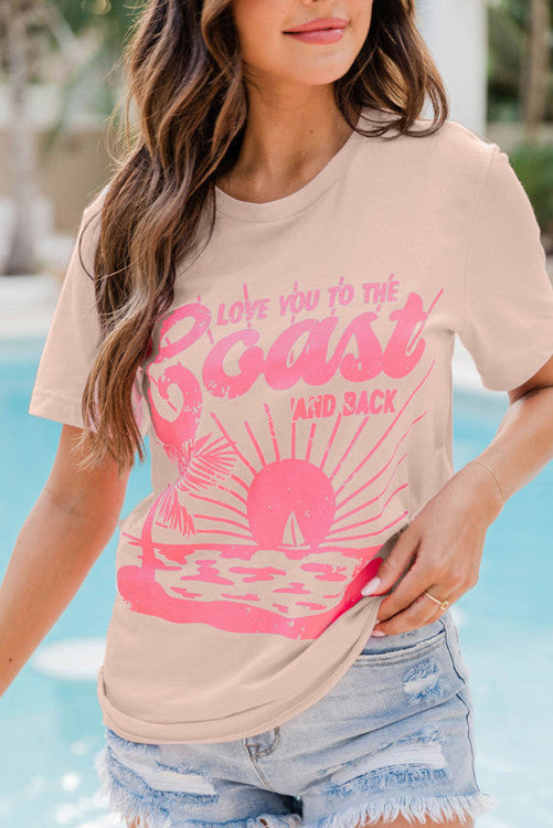 Pink "LOVE YOU TO THE COAST AND BACK Short Sleeve Graphic Tee