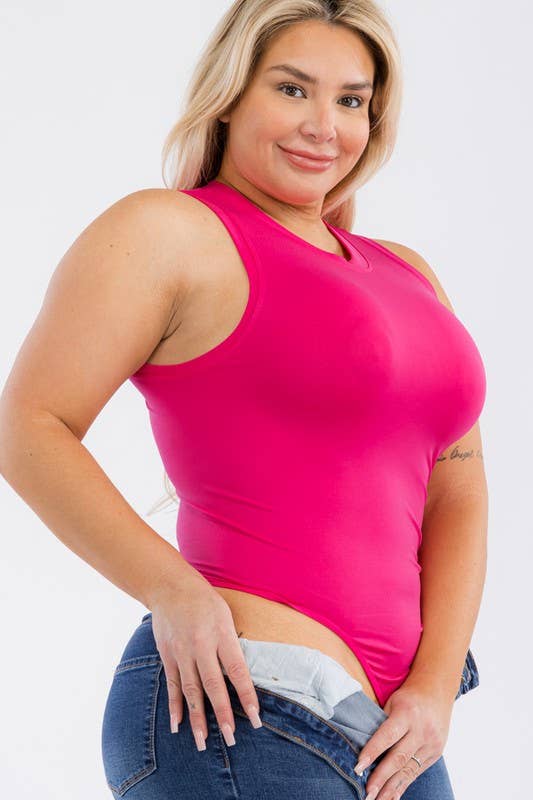 PLUS SIZE ROUND NECK SEAMLESS BODYSUIT