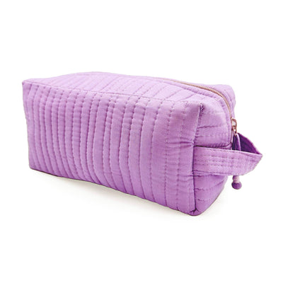 Quilted Solid Cotton Cosmetic Bag