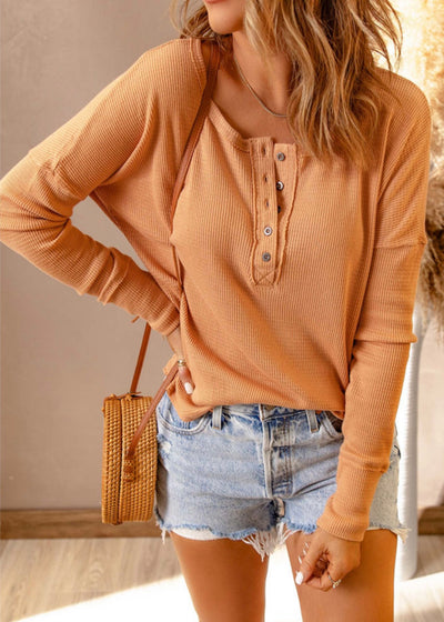 Waffle knit Henley top